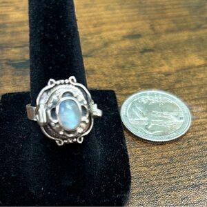 Moonstone a sterling poison ring. NWOT